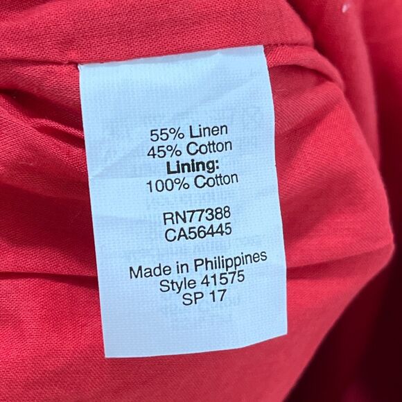 J Crew Skirt‎ Womens 2 Short Linen Cotton Elastic Waist Red Paper Bag Lined - Picture 5 of 11